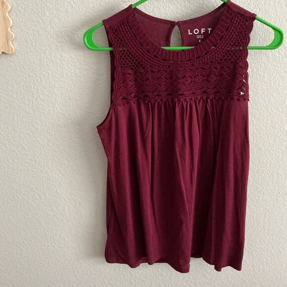 LOFT Maroon Crochet Tank Top - Picture 4 of 4